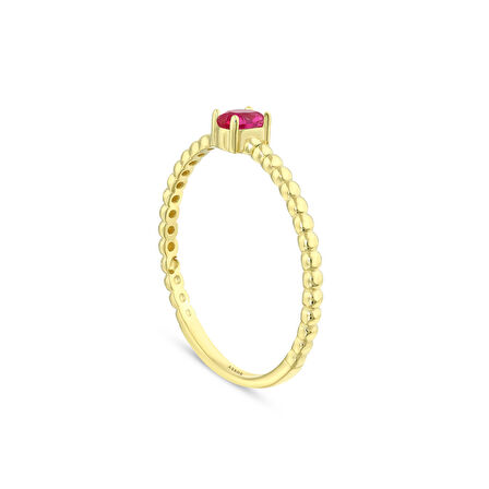 Renkli Taşlı Altın Yüzük - 14K - 1.10gr