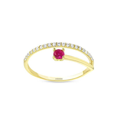 Renkli Taşlı Altın Yüzük - 14K - 1.23gr