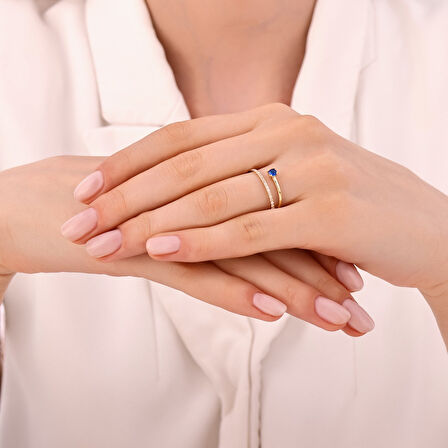 Renkli Taşlı Altın Yüzük - 14K - 1.21gr