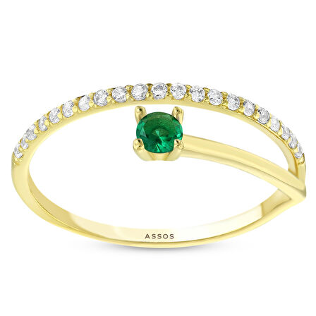 Renkli Taşlı Altın Yüzük - 14K - 1.21gr