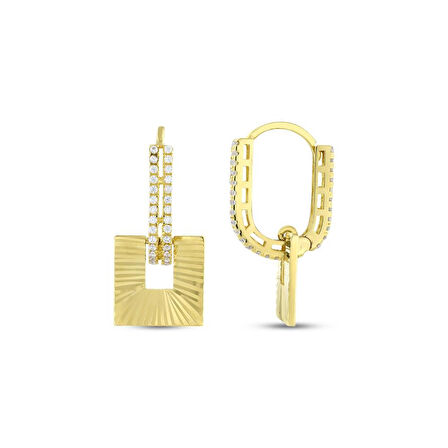 Altın Tasarım Küpe - 14K - 2.91gr