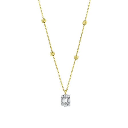 Baget Taşlı Alltın Kolye - 14K - 2.06gr