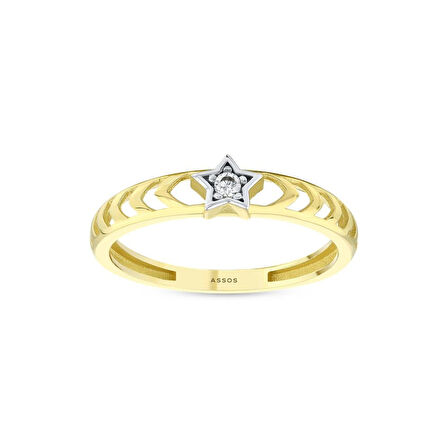 Taşlı Tasarım Altın Yüzük - 14K - 1.45gr