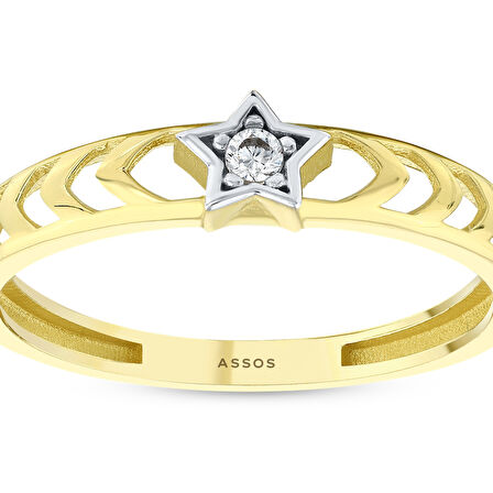 Taşlı Tasarım Altın Yüzük - 14K - 1.45gr