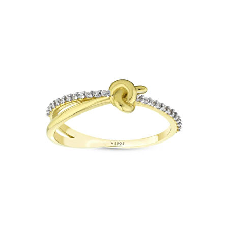 Taşlı Tasarım Altın Yüzük - 14K - 1.77gr
