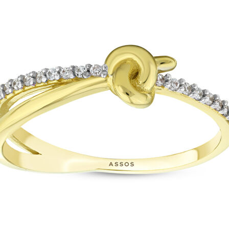 Taşlı Tasarım Altın Yüzük - 14K - 1.77gr