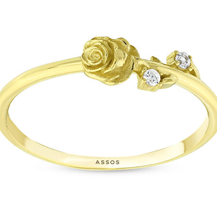 Taşlı Tasarım Altın Yüzük - 14K - 1.37gr
