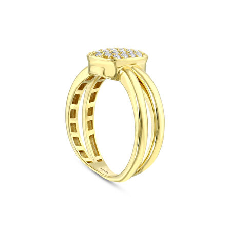 Taşlı Tasarım Altın Yüzük - 14K - 3.27gr