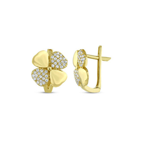 Altın Yonca Küpe - 14K - 2.85gr