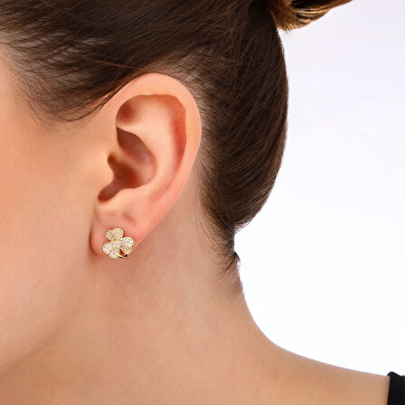 Altın Yonca Küpe - 14K - 2.34gr