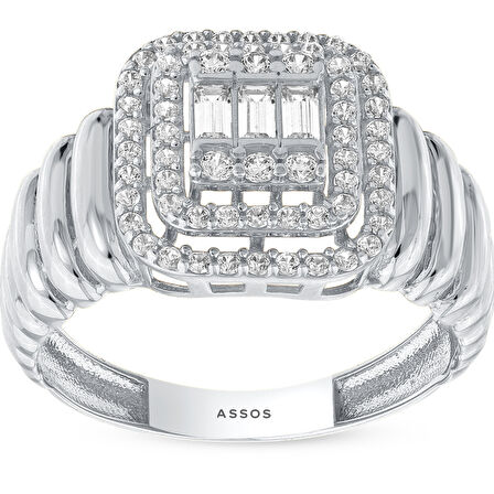 Baget Taşlı Altın Yüzük - 14K - 2.77gr