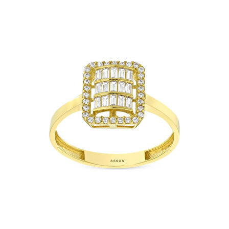 Baget Taşlı Altın Yüzük - 14K - 1.54gr
