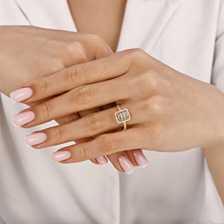 Baget Taşlı Altın Yüzük - 14K - 1.54gr