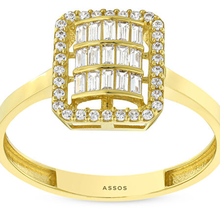 Baget Taşlı Altın Yüzük - 14K - 1.54gr