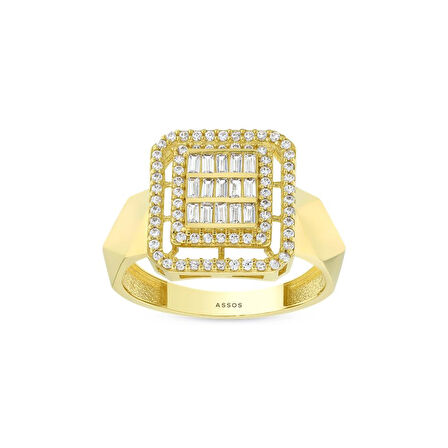 Baget Taşlı Altın Yüzük - 14K - 2.81gr