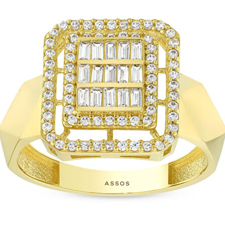 Baget Taşlı Altın Yüzük - 14K - 2.81gr