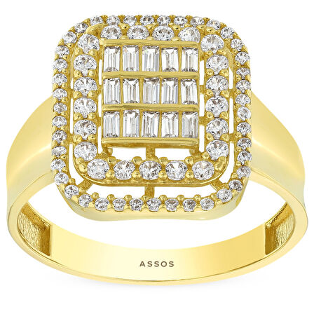 Baget Taşlı Altın Yüzük - 14K - 2.43gr