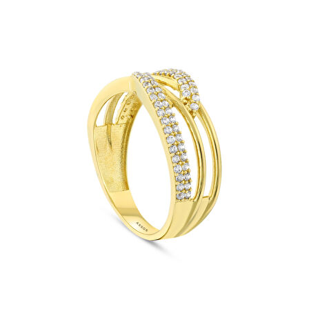 Taşlı Tasarım Altın Yüzük - 14K - 2.22gr