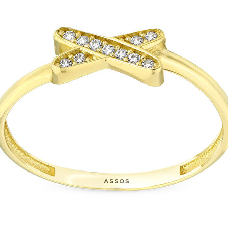 Taşlı Tasarım Altın Yüzük - 14K - 1.14gr