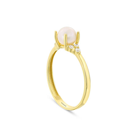 Taşlı Tasarım Altın Yüzük - 14K - 1.43gr