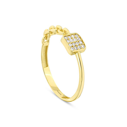 Taşlı Tasarım Altın Yüzük - 14K - 1.46gr