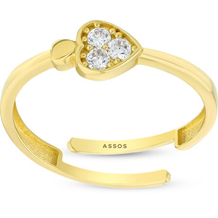 Taşlı Tasarım Altın Yüzük - 14K - 1.08gr
