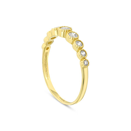 Taşlı Tasarım Altın Yüzük - 14K - 1.45gr