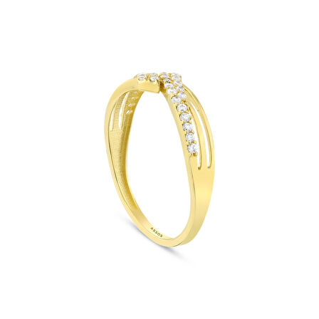 Taşlı Tasarım Altın Yüzük - 14K - 1.23gr