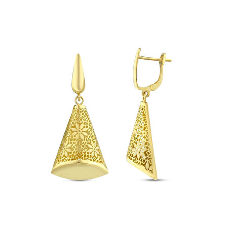 Altın Tasarım Küpe - 14K - 5.14gr