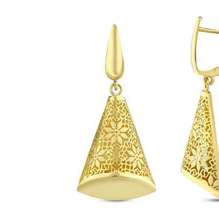 Altın Tasarım Küpe - 14K - 5.14gr
