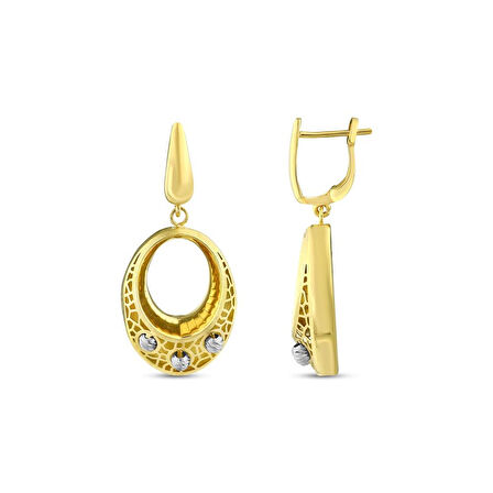 Altın Tasarım Küpe - 14K - 5.90gr