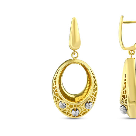 Altın Tasarım Küpe - 14K - 5.90gr