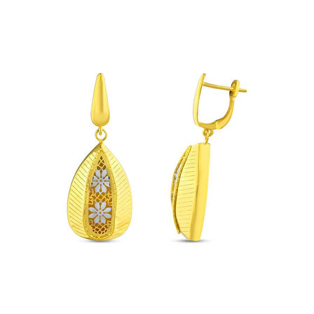 Altın Tasarım Küpe - 14K - 5.80gr