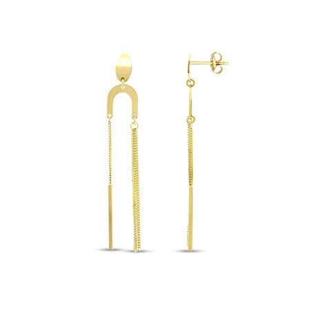 Tasarım Altın Küpe - 14K - 3.40gr