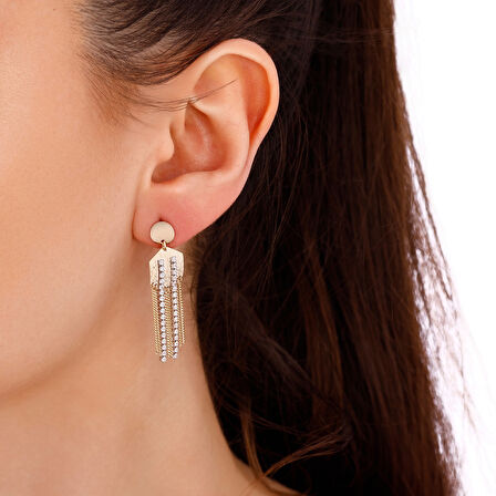 Tasarım Altın Küpe - 14K - 3.90gr