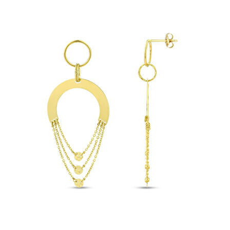 Tasarım Altın Küpe - 14K - 4.40gr