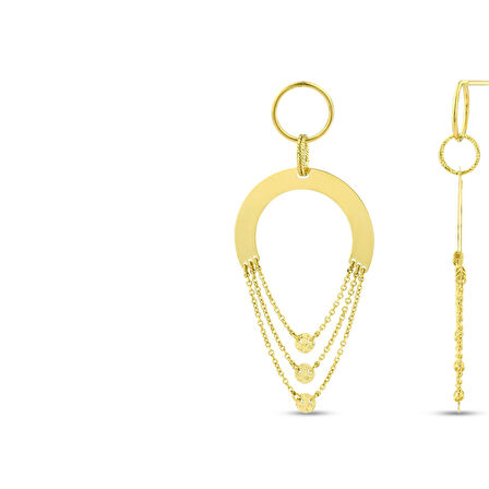 Tasarım Altın Küpe - 14K - 4.40gr