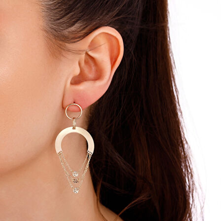 Tasarım Altın Küpe - 14K - 4.40gr