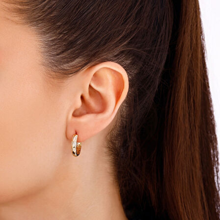 Taşlı Altın Halka Küpe - 14K - 2.76gr