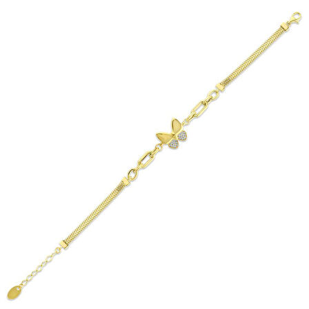 Kelebek Figürlü Tasarım Altın Bileklik - 14K - 5.14gr