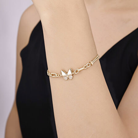 Kelebek Figürlü Tasarım Altın Bileklik - 14K - 5.14gr