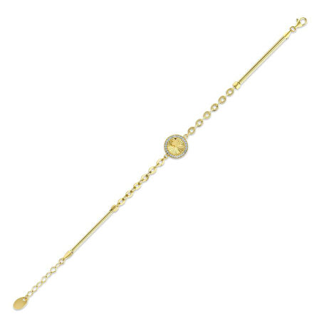Taşlı Altın Tasarım Bileklik - 14K - 4.12gr