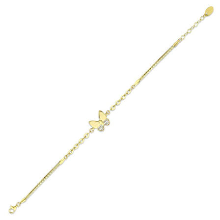 Kelebek Figürlü Tasarım Altın Bileklik - 14K - 3.74gr