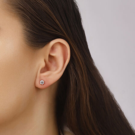 Altın Tektaş Küpe - 14K - 1.31gr