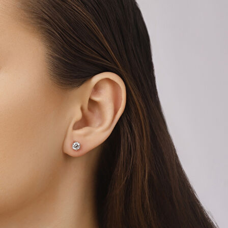 Altın Tektaş Küpe - 14K - 1.04gr