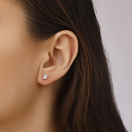 Altın Tektaş Küpe - 14K - 0.90gr