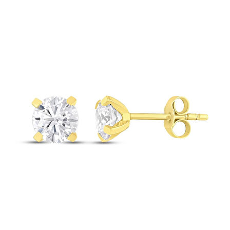 Altın Tektaş Küpe - 14K - 1.20gr