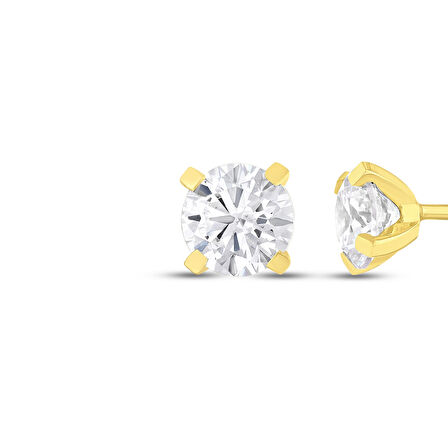 Altın Tektaş Küpe - 14K - 1.20gr