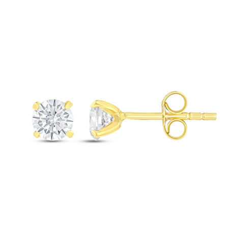 Altın Tektaş Küpe - 14K - 0.89gr