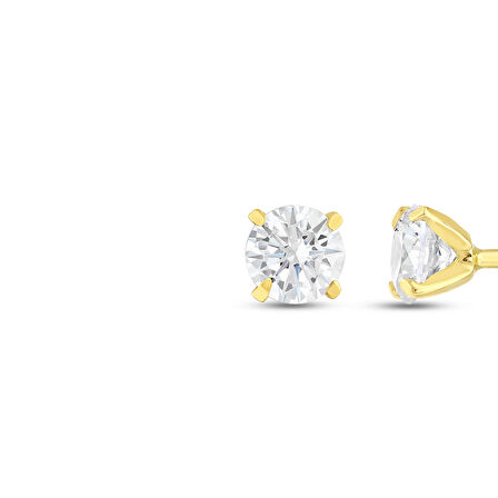 Altın Tektaş Küpe - 14K - 0.73gr